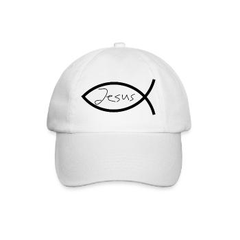 Jésus poisson noir Ichthys poisson poisson poisson - Casquette classique - blanc/blanc - Devant