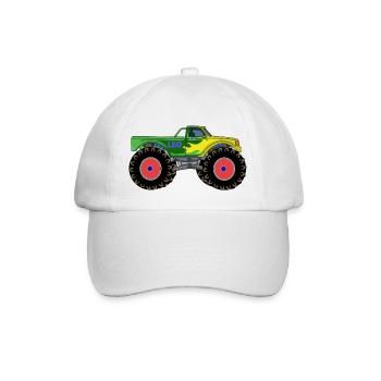 Monstertruck für Jungen Leo Leonard Leopold Leon - Baseballkappe - Weiß/Weiß - Vorne