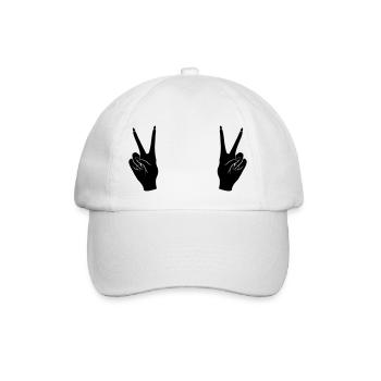 Schwarz Victory Handzeichen Peace - Baseballkappe - Weiß/Weiß - Vorne
