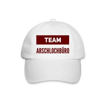TEAM A-lochbüro. Lustiges T-Shirt für ein Büro : ) - Baseballkappe - Weiß/Weiß - Vorne