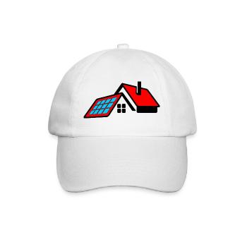 Haus mit rotem Dach und Sonnenkollektoren Logo - Baseballkappe - Weiß/Weiß - Vorne