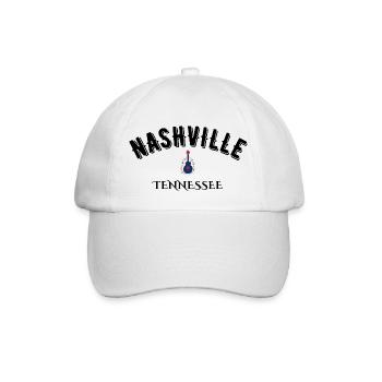 Nashville, Tennessee - Baseballkappe - Weiß/Weiß - Vorne