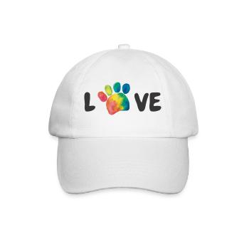Love Regenbogen Tatzen Pfoten - Baseballkappe - Weiß/Weiß - Vorne