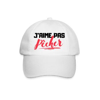 J'aime pas pêcher cadeau humour pêcheur - Casquette classique - blanc/blanc - Devant