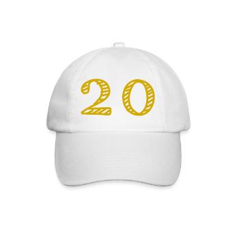 20. 20 ANS. 20e ANNIVERSAIRE. ANNIVERSAIRE 20 ANS. - Casquette classique - blanc/blanc - Devant