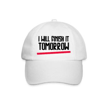 Drôle de design « Je le terminerai demain » - Casquette classique - blanc/blanc - Devant