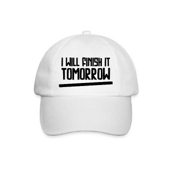 Drôle de design « Je le terminerai demain » - Casquette classique - blanc/blanc - Devant