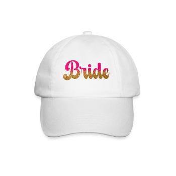 Team Bride! Pink, Gold Glitzer - Baseballkappe - Weiß/Weiß - Vorne