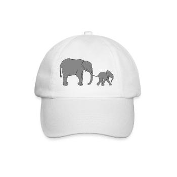 Elefanten Mutter und Kind Baby Elefant - Baseballkappe - Weiß/Weiß - Vorne