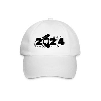 papa 2024 Cadeau naissance - Casquette classique - blanc/blanc - Devant