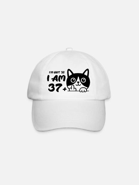No tengo 38 años, tengo 37 más 1 voltereta de gato con el dedo medio - Gorra béisbol - blanco/blanco