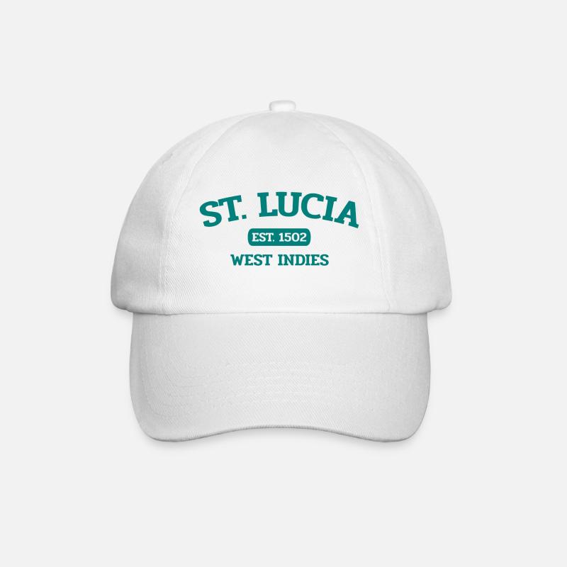 Saint Lucia - Castries - Karibik- West Indies - Baseballkappe - Weiß/Weiß