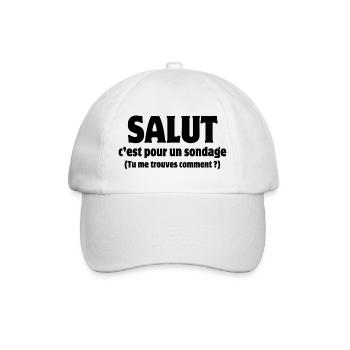 Hi, hello, poll - Baseball Cap - white/white - Front
