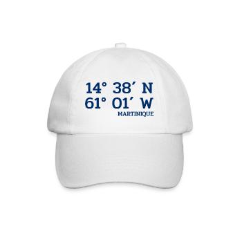 Martinique Coordinates - Koordinaten - West Indies - Baseball Cap - white/white - Front