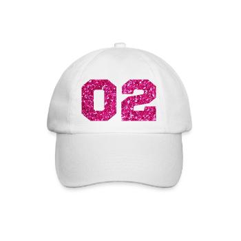 Nummer 2 Pink Glitter - 2. Jahrestag - Baseballkappe - Weiß/Weiß - Vorne
