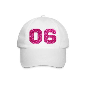 Number 6 Pink Glitter - 6th Anniversary - Baseball Cap - white/white - Front
