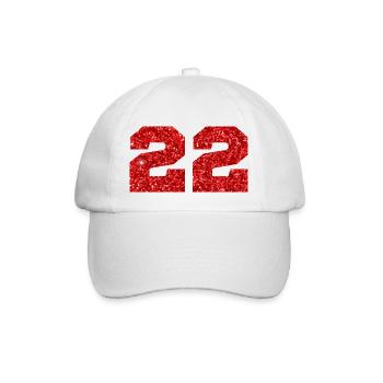 Number 22 Red Glitter - 22nd Anniversary - Baseball Cap - white/white - Front