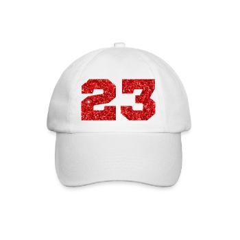 Number 23 Red Glitter - 23rd Anniversary - Baseball Cap - white/white - Front
