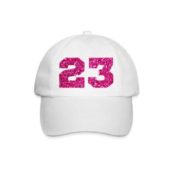 Number 23 Pink Glitter - 23rd Birthday - Baseball Cap - white/white - Front