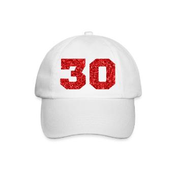 Numéro 30 paillettes rouge - 30e anniversaire - Casquette classique - blanc/blanc - Devant