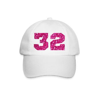 Number 32 Pink Glitter - 32nd Anniversary - Baseball Cap - white/white - Front