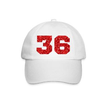 Numéro 36 paillettes rouge - 36e anniversaire - Casquette classique - blanc/blanc - Devant