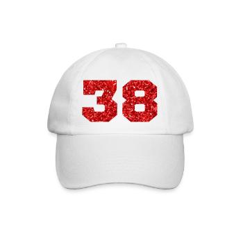 Number 38 Red Glitter - 38th Anniversary - Baseball Cap - white/white - Front