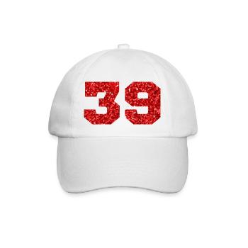 Numéro 39 paillettes rouge - 39e anniversaire - Casquette classique - blanc/blanc - Devant