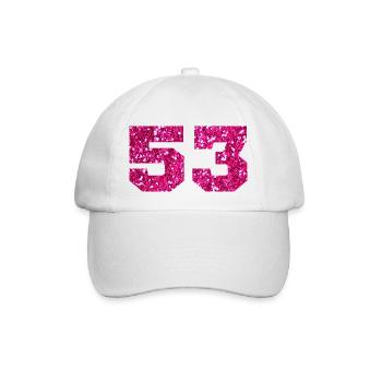 Number 53 Pink Glitter - 53rd Anniversary - Baseball Cap - white/white - Front