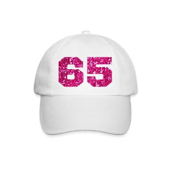 Numéro 65 paillettes rose - 65e anniversaire - Casquette classique - blanc/blanc - Devant