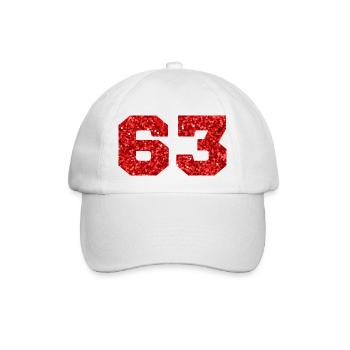Numéro 63 paillettes rouge - 63e anniversaire - Casquette classique - blanc/blanc - Devant