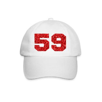 Number 59 Red Glitter - 59th Anniversary - Baseball Cap - white/white - Front