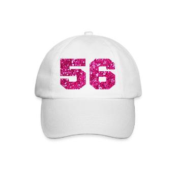 Number 56 Pink Glitter - 56th Anniversary - Baseball Cap - white/white - Front