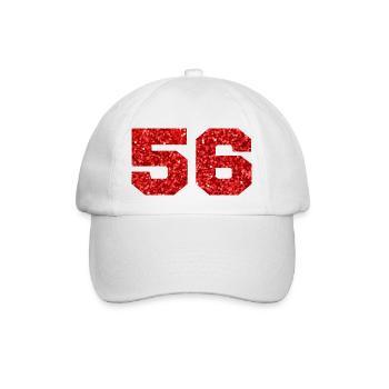 Number 56 Red Glitter - 56th Anniversary - Baseball Cap - white/white - Front
