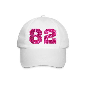 Nummer 82 Pink Glitter - 82. Geburtstag - Baseballkappe - Weiß/Weiß - Vorne