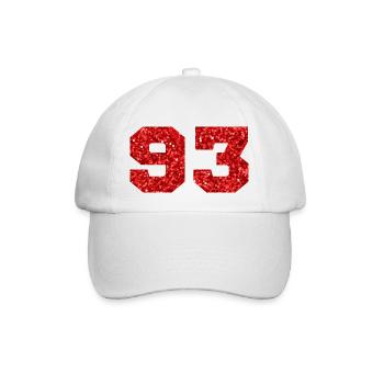 Numéro 93 paillettes rouge - 93e anniversaire - Casquette classique - blanc/blanc - Devant