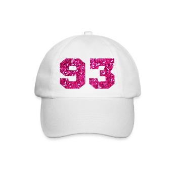 Numéro 93 paillettes rose - 93e anniversaire - Casquette classique - blanc/blanc - Devant