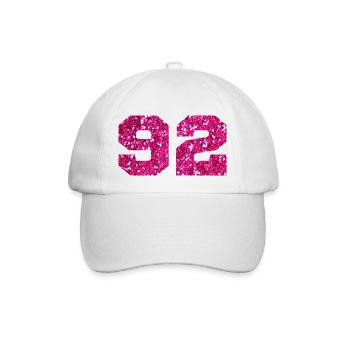 Numéro 92 paillettes rose - 92e anniversaire - Casquette classique - blanc/blanc - Devant