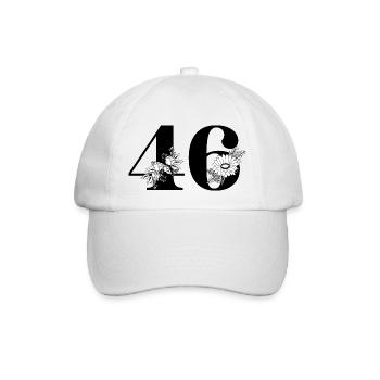 Numéro 46 floral noir - 46e anniversaire floral - Casquette classique - blanc/blanc - Devant