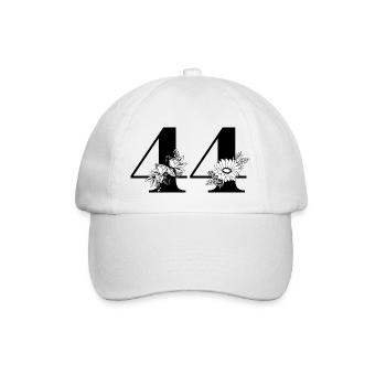 Number 44 Black Floral - 44th Floral Birthday - Baseball Cap - white/white - Front