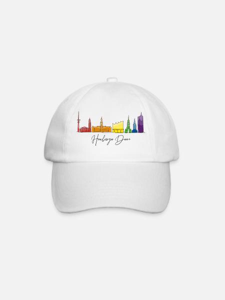 Regenbogen-Stadtlandschaft Aquarell - Baseballkappe - Weiß/Weiß
