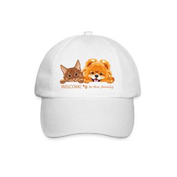 Peeking ginger cat and Pomeranian dog - Baseball Cap - white/white - Front