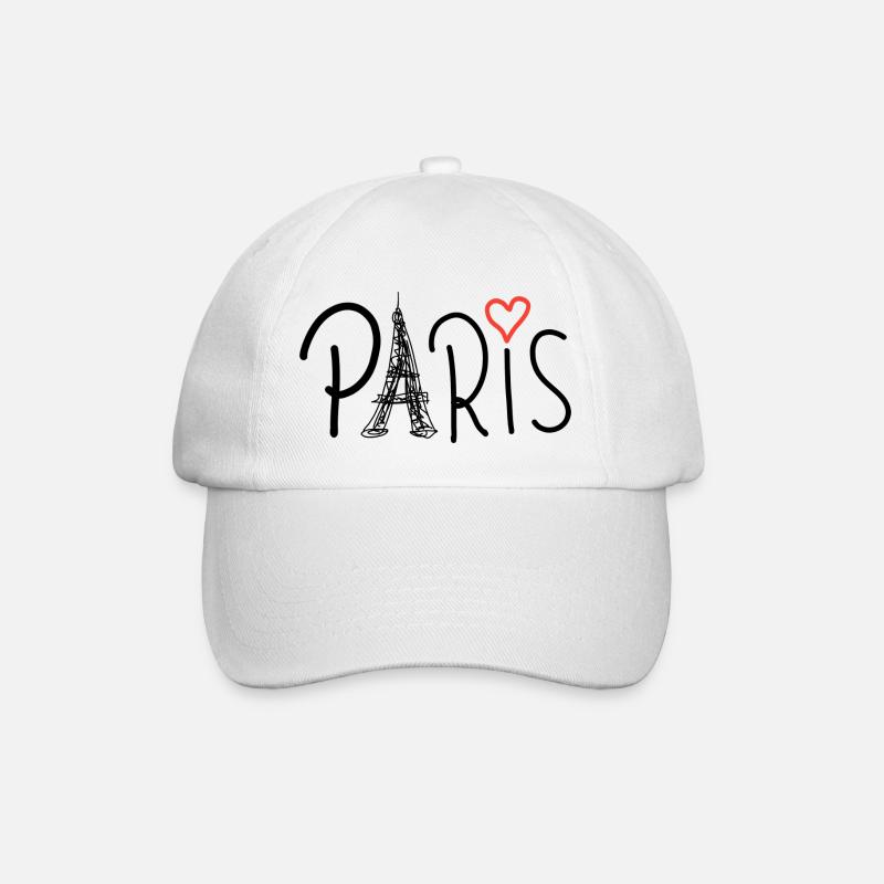 Paris avec la Tour Eiffel et le cœur rouge - Casquette classique - blanc/blanc