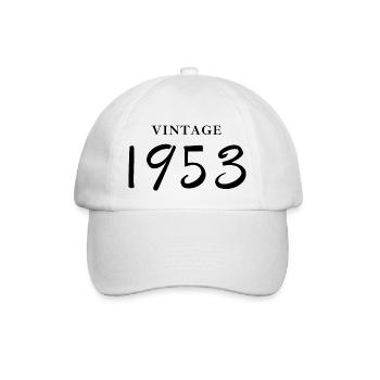 Jahrgang 1953 - Geschenkidee zum Geburtstag - Baseballkappe - Weiß/Weiß - Vorne