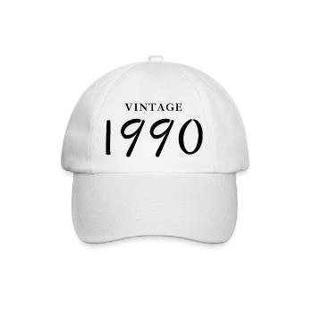 Jahrgang 1990er Jahre - Geschenkidee zum Geburtstag - Baseballkappe - Weiß/Weiß - Vorne