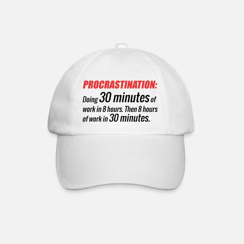 Faire 30min de travail en 8h puis 8h de travail en 30min - Casquette classique - blanc/blanc