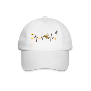 Heartbeat Bees - Geschenkidee - Baseballkappe - Weiß/Weiß - Vorne