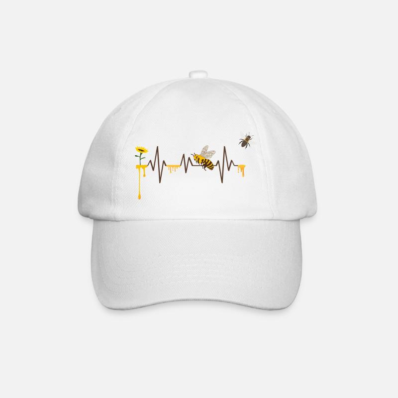 Heartbeat Bees - Geschenkidee - Baseballkappe - Weiß/Weiß