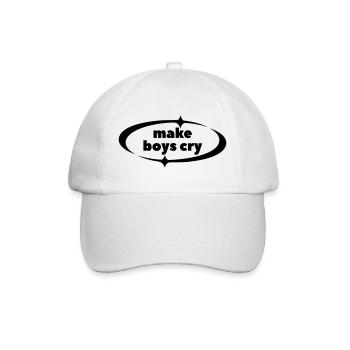 Make Boys Cry – Y2K Statement mit Sternen - Baseballkappe - Weiß/Weiß - Vorne