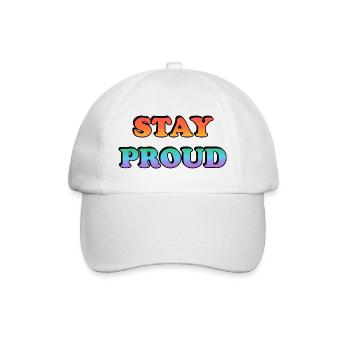 Stay Proud Rainbow Text - Baseball Cap - white/white - Front